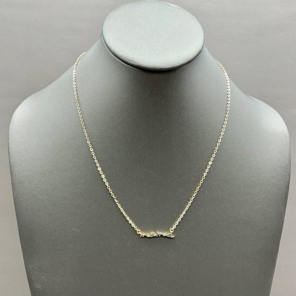 Mama Pendant Necklace Women Gold Tone Script Nameplate Dainty Chain Jewelry Gift